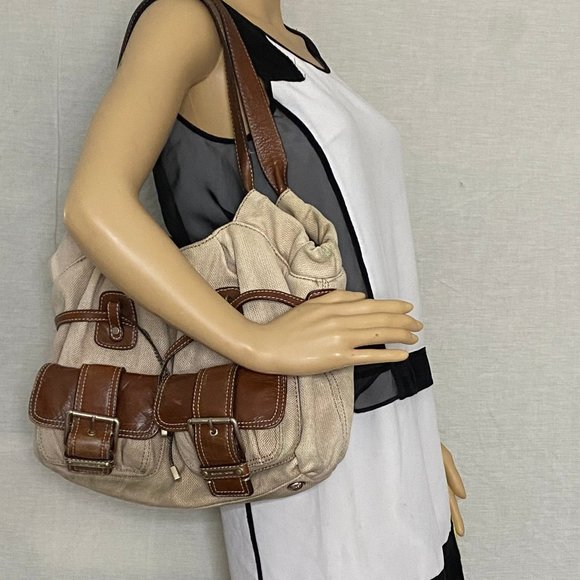 Michael Kors M Tan Brown Interwoven Shoulder Bag - Picture 6 of 11